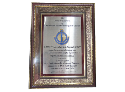 11th CIDC Vishwakarma Award for Best Professionally Managed Company_Turnover more than Rs. 1000 cr. category